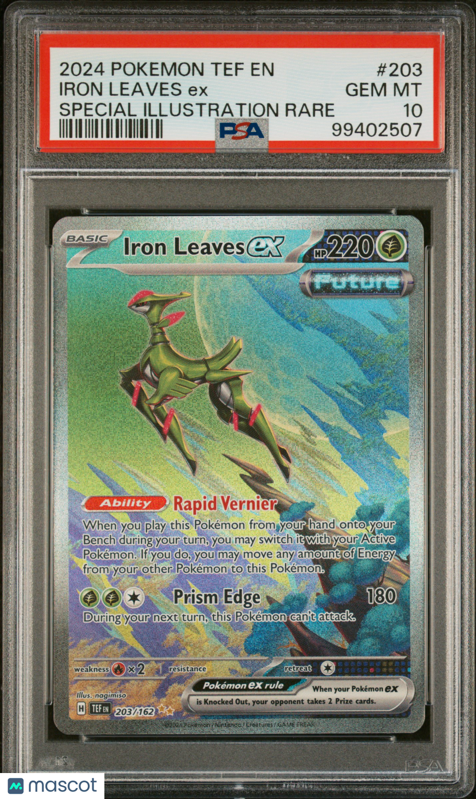 2024 Pokemon Tef EN-Temporal Forces Iron Leaves EX #203 Special Illustration Rare PSA 10