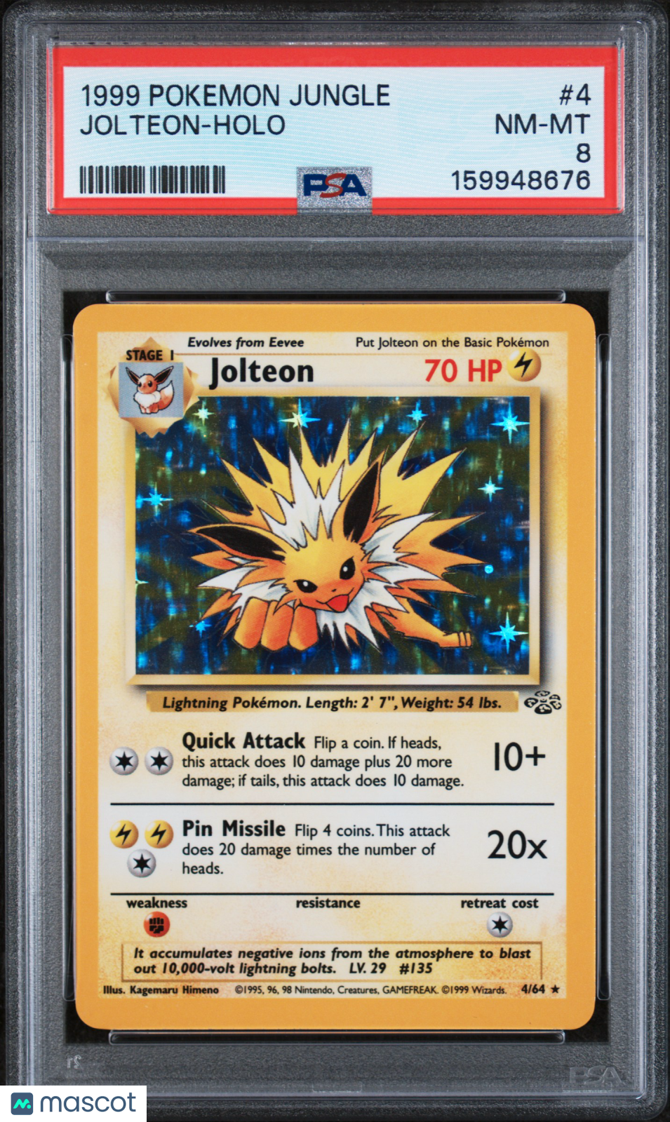 1999 Pokemon Jungle Jolteon #4 PSA 8