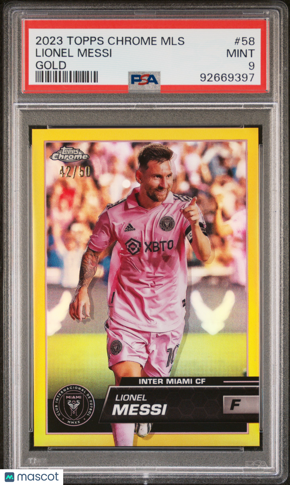 2023 Topps Chrome MLS Lionel Messi #58 Gold Refractor PSA 9