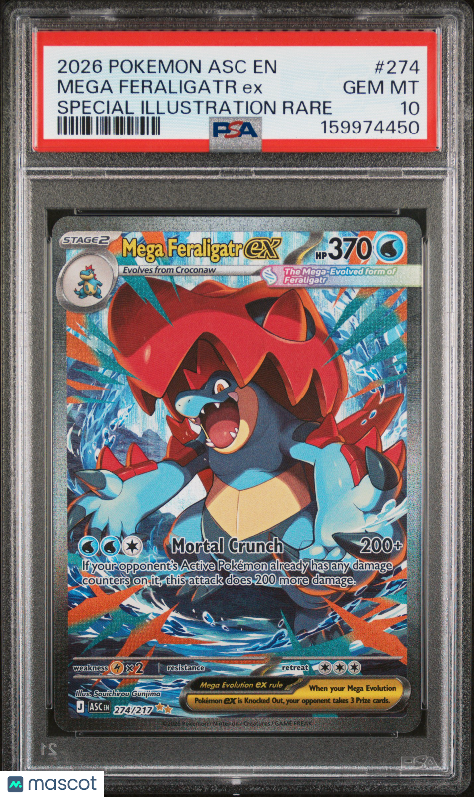 2026 Pokemon Asc EN-Ascended Heroes Mega Feraligatr EX #274 Special Illustration Rare PSA 10
