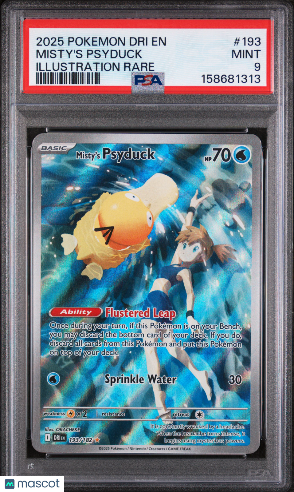 2025 Pokemon Dri EN-Destined Rivals Misty's Psyduck #193 Illustration Rare PSA 9