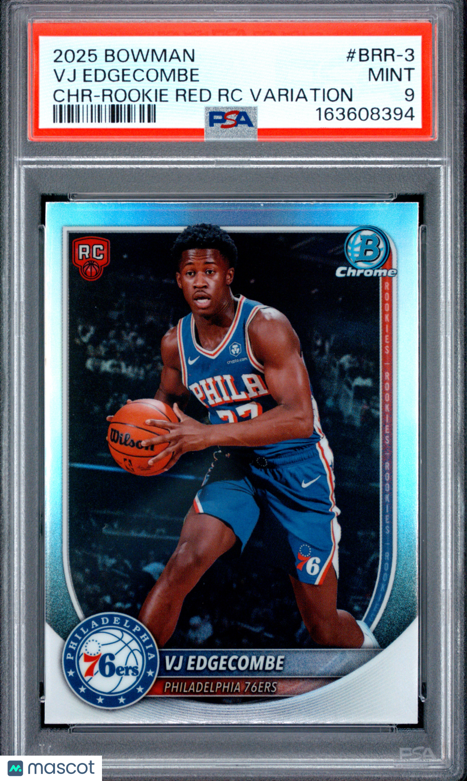 2025 Bowman Basketball VJ Edgecombe #BRR-3 CHR Rookie Red RC Variation PSA 9