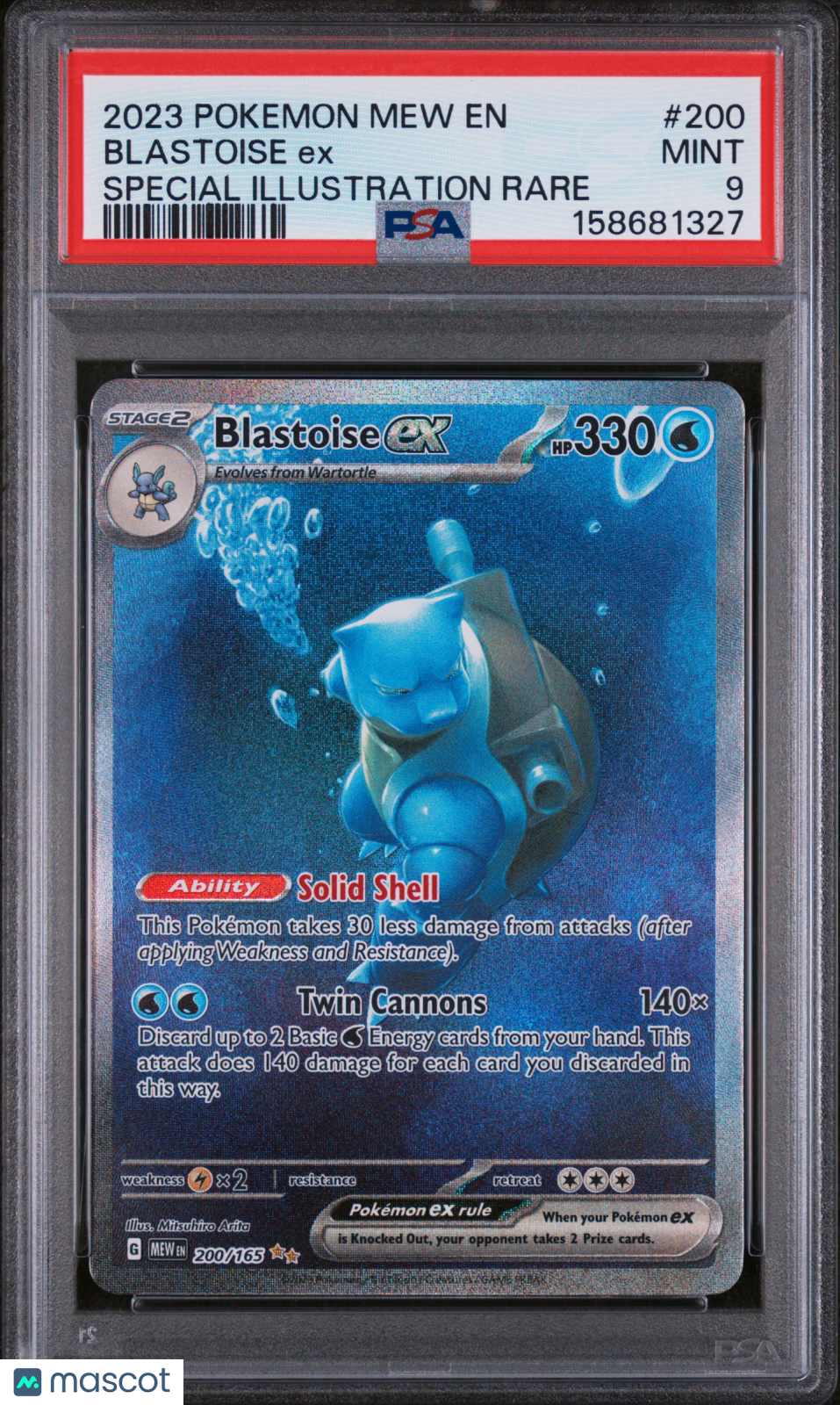 2023 Pokemon Mew EN-151 Blastoise EX #200 Special Illustration Rare PSA 9