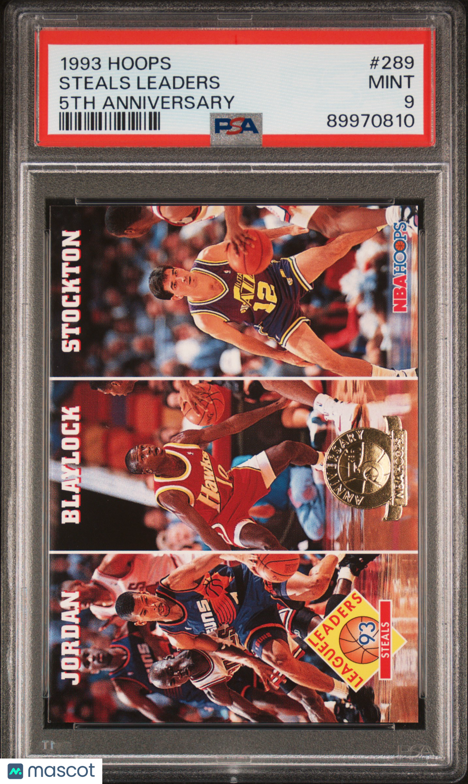 1993 Hoops 5th Anniversary #289 John Stockton-Michael Jordan PSA 9