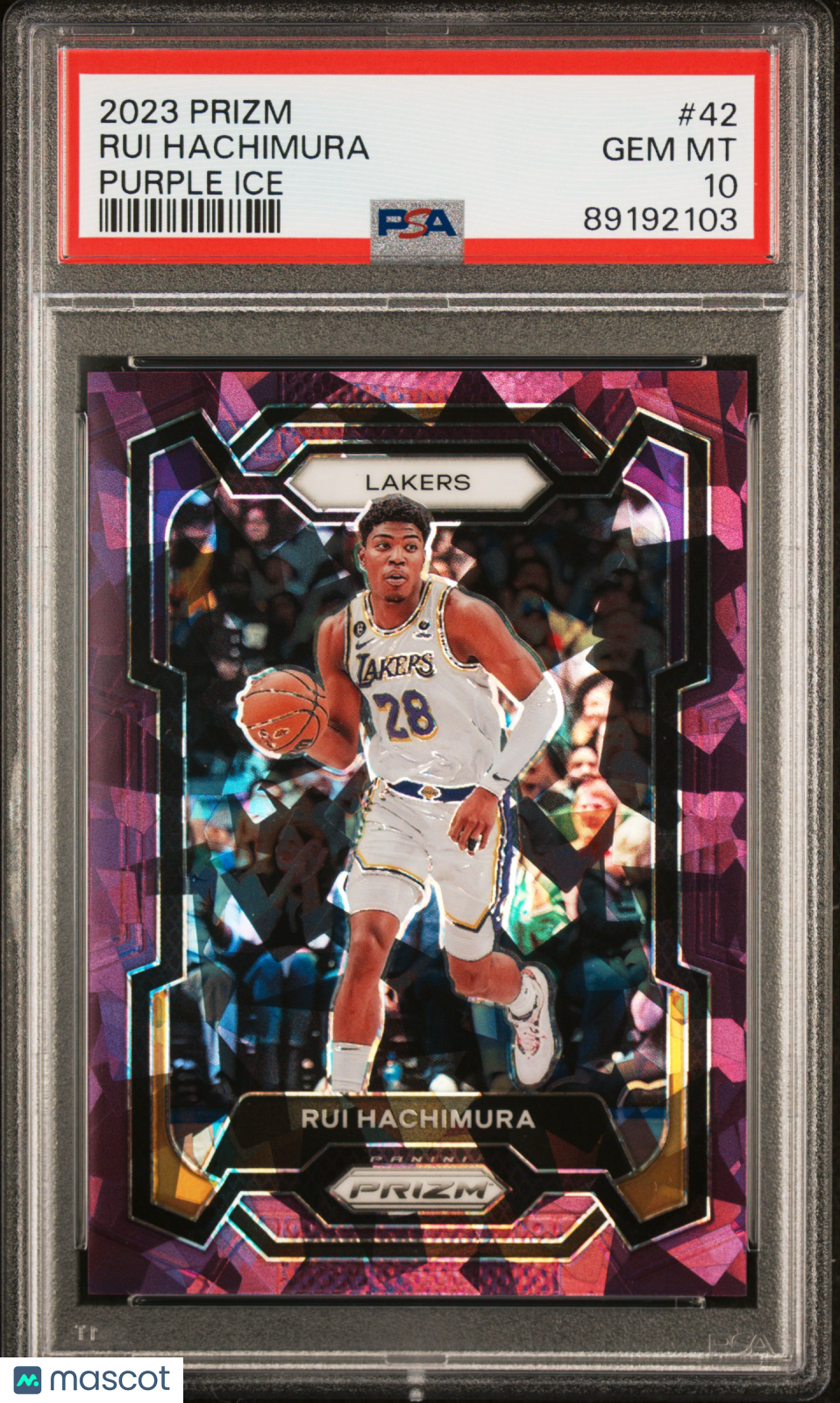 2023 Panini Prizm Rui Hachimura #42 Purple Ice PSA 10