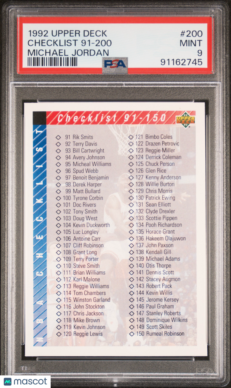 1992 Upper Deck Checklist 91-200 #200 Michael Jordan PSA 9