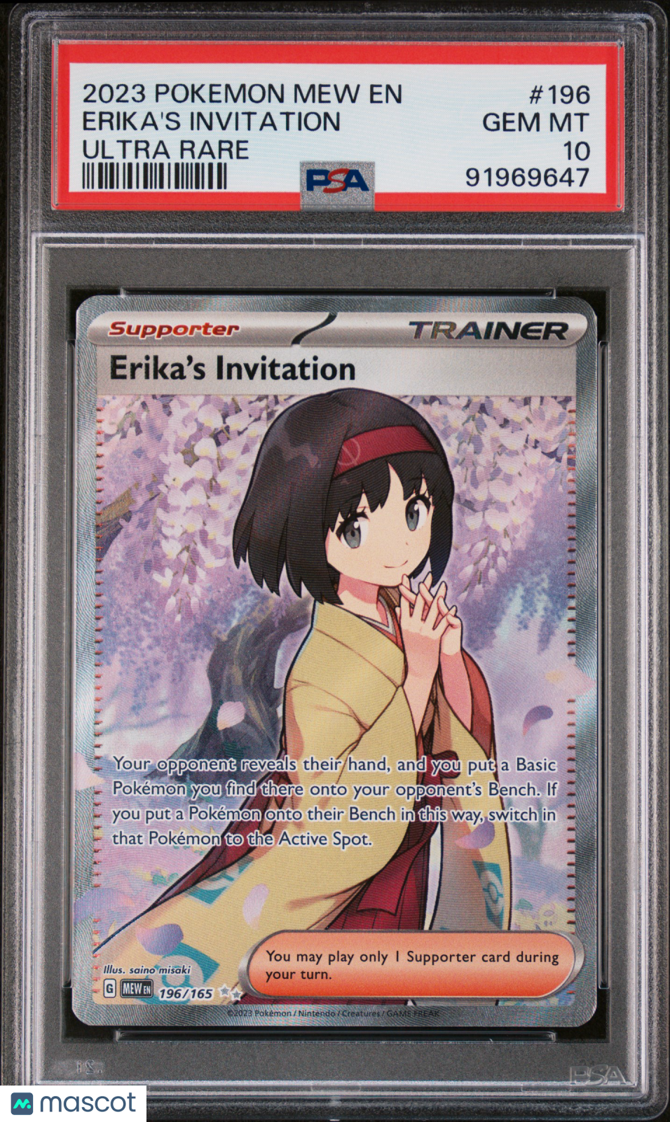 2023 PokéMon TCG Erika's Invitation #196 PSA 10