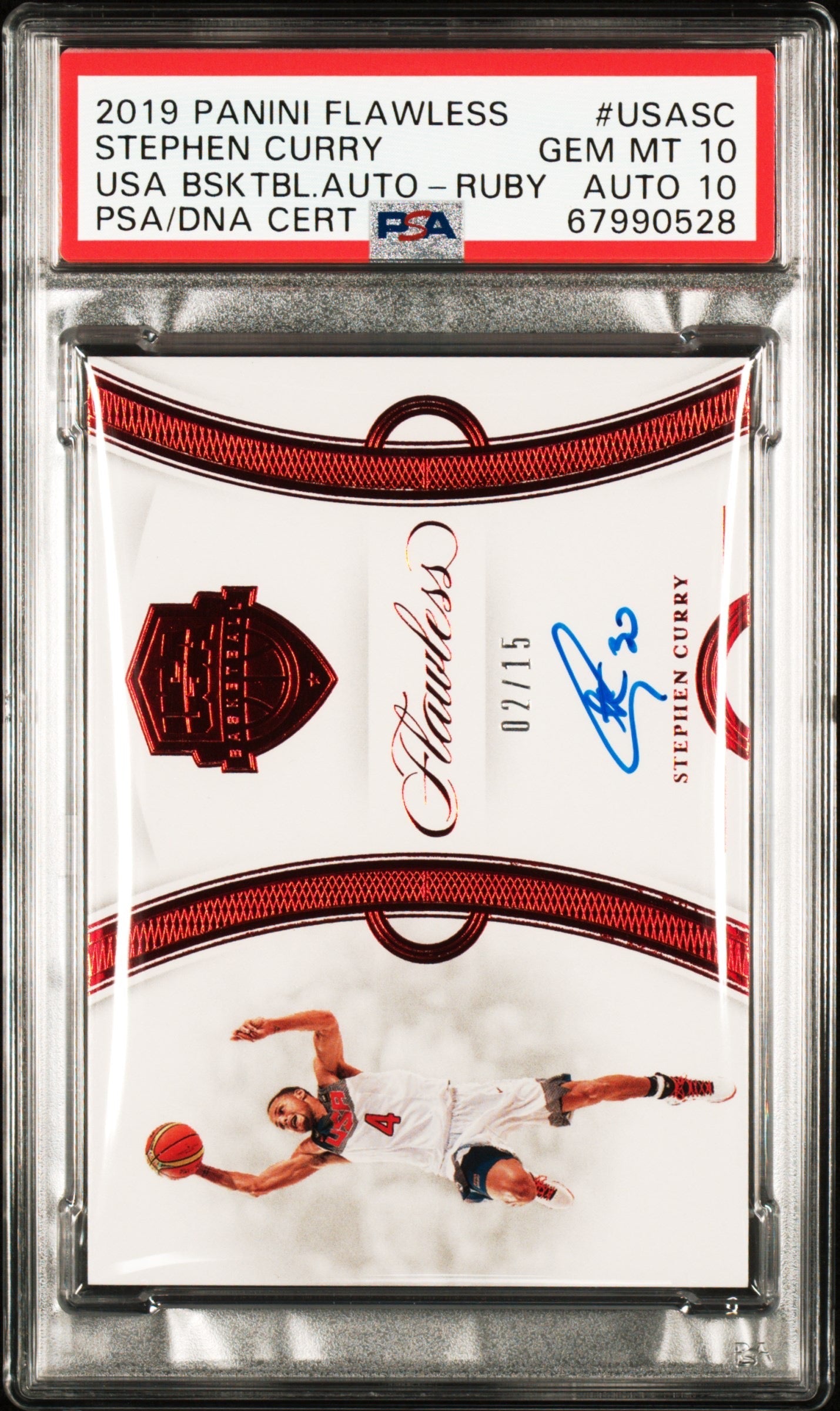 2/2 *private* 2019 Flawless Stephen Curry USAB Ruby Auto PSA 10 10 Auto *remaining balance payment* (67990528)