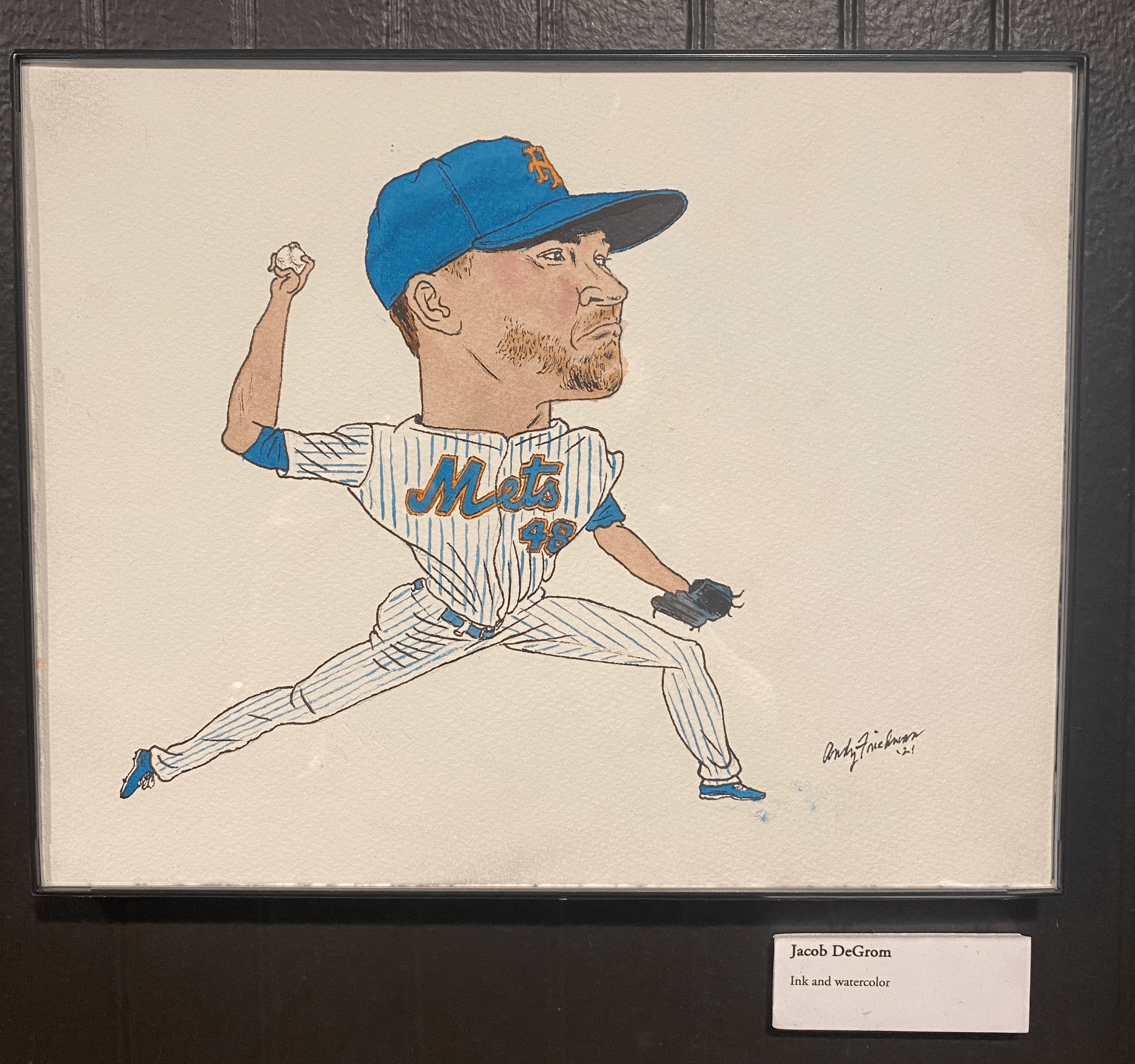 Jacob DeGrom Original 1/1 Unpublished Caricature Art Trading Card & Memorabilia