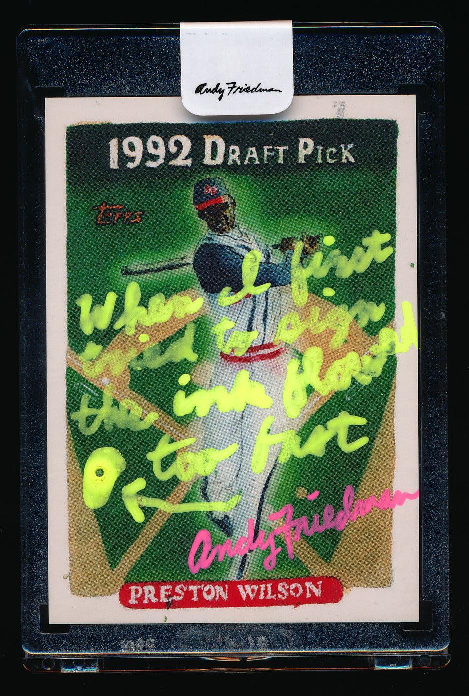 Andy Friedman "Signed and Designed" 1/1 2021 Topps Spotlight70 “Ink Spill” Preston Wilson Trading Card & Memorabilia