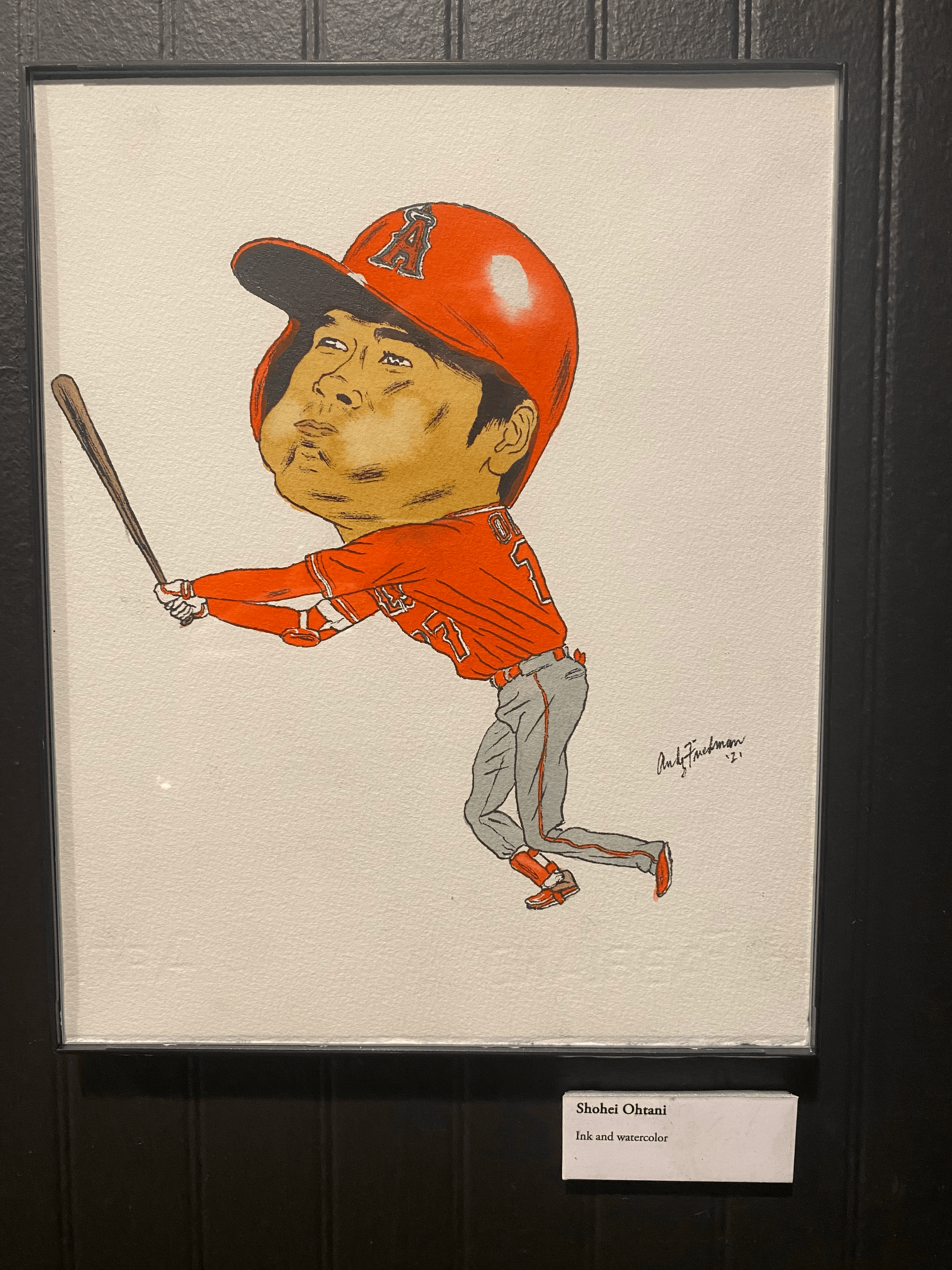 Shohei Ohtani Original 1/1 Unpublished Caricature Art Trading Card & Memorabilia